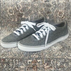 Men's Gray Canvas Lace-Up Sneakers, Size 10